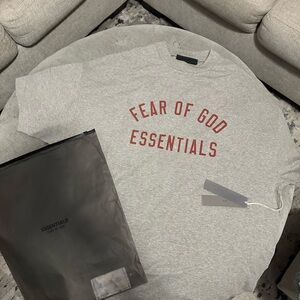 Essentials Gray and Red Logo Shirt (oversized)